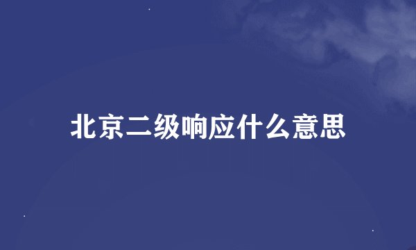 北京二级响应什么意思