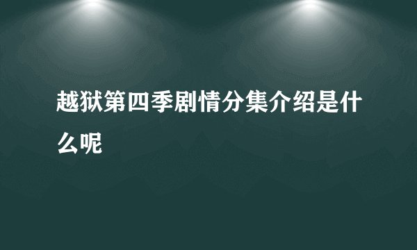 越狱第四季剧情分集介绍是什么呢