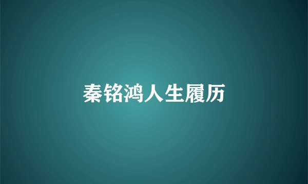 秦铭鸿人生履历