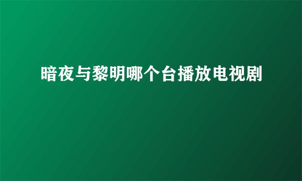 暗夜与黎明哪个台播放电视剧