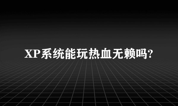 XP系统能玩热血无赖吗?