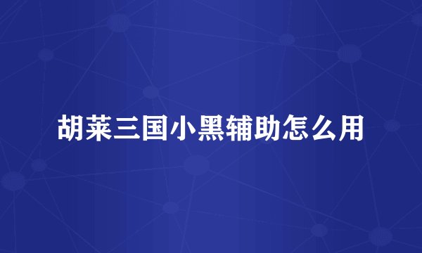 胡莱三国小黑辅助怎么用