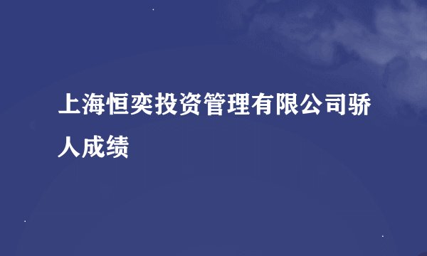 上海恒奕投资管理有限公司骄人成绩