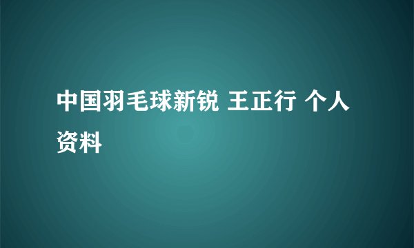 中国羽毛球新锐 王正行 个人资料