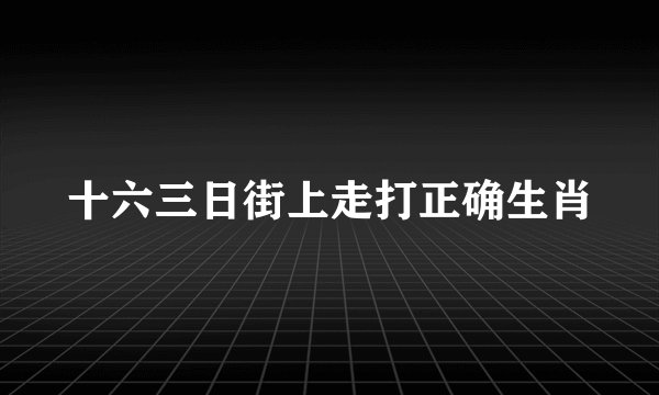十六三日街上走打正确生肖