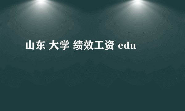山东 大学 绩效工资 edu