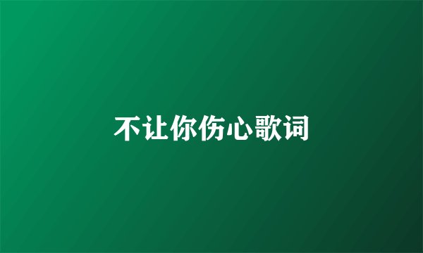 不让你伤心歌词
