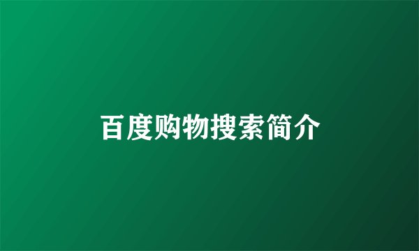 百度购物搜索简介