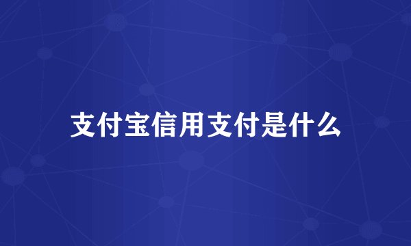 支付宝信用支付是什么