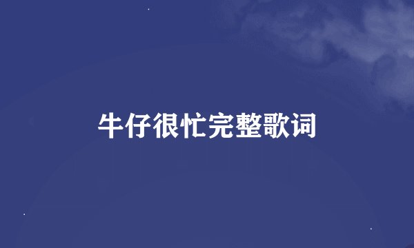 牛仔很忙完整歌词