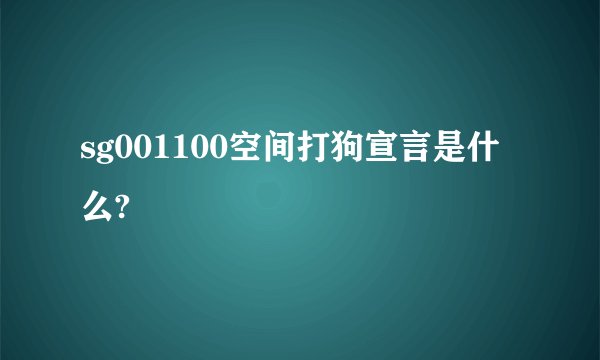 sg001100空间打狗宣言是什么?