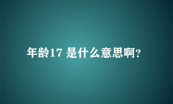 年龄17 是什么意思啊？