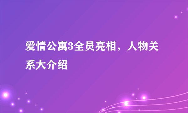 爱情公寓3全员亮相,人物关系大介绍