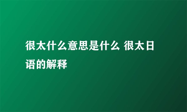 很太什么意思是什么 很太日语的解释