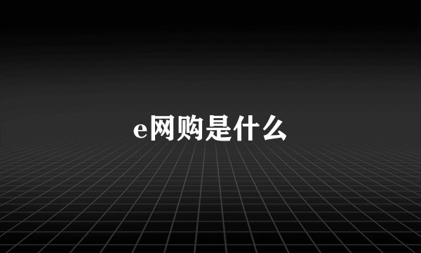 e网购是什么