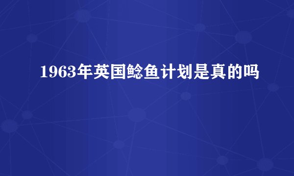 1963年英国鲶鱼计划是真的吗