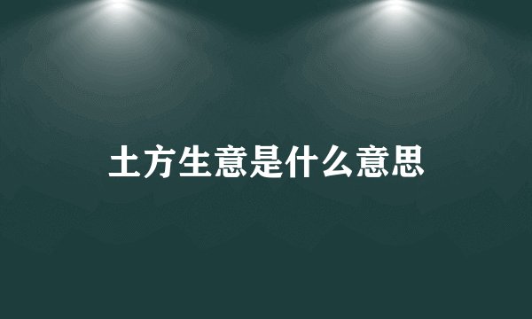 土方生意是什么意思