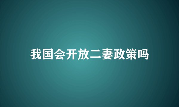 我国会开放二妻政策吗