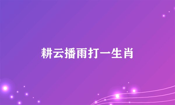 耕云播雨打一生肖