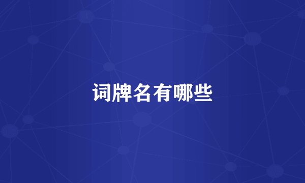 词牌名有哪些