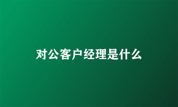 对公客户经理是什么