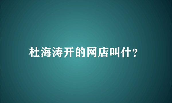 杜海涛开的网店叫什？
