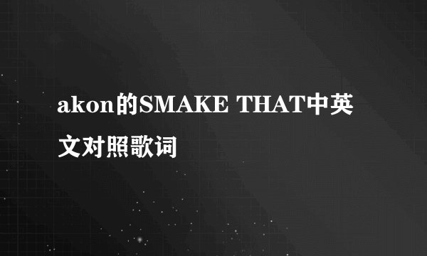 akon的SMAKE THAT中英文对照歌词