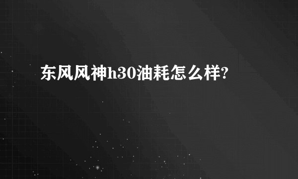 东风风神h30油耗怎么样?