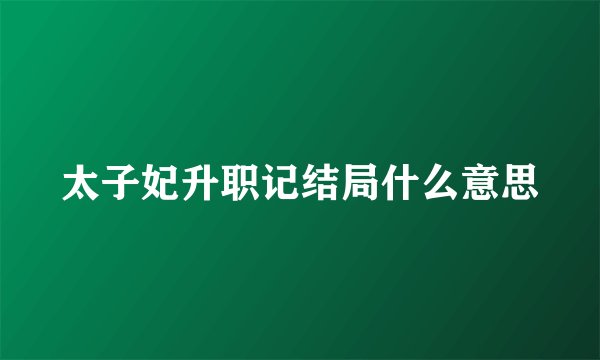 太子妃升职记结局什么意思