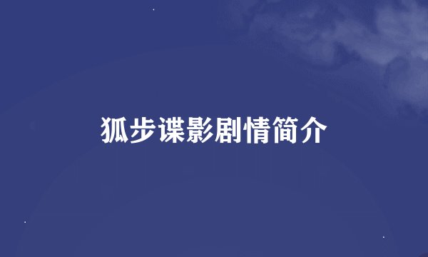 狐步谍影剧情简介