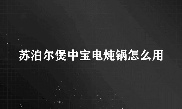 苏泊尔煲中宝电炖锅怎么用