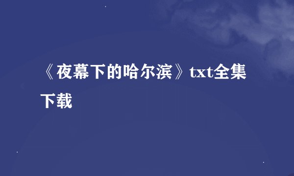 《夜幕下的哈尔滨》txt全集下载
