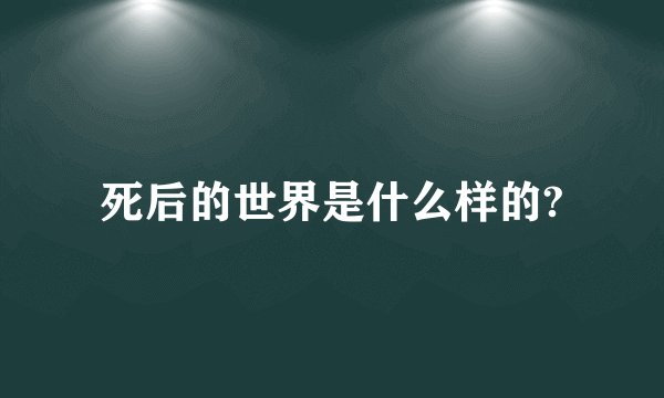 死后的世界是什么样的?
