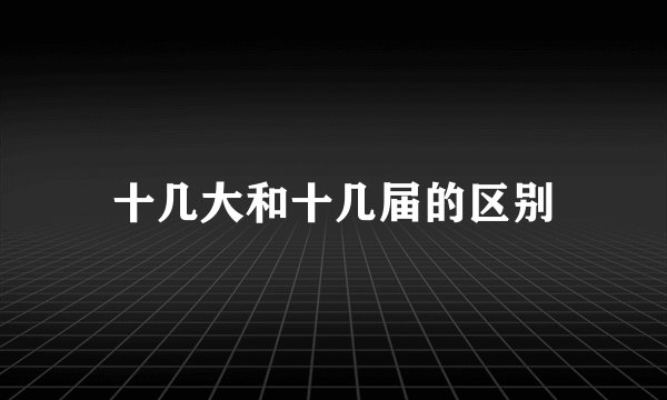 十几大和十几届的区别