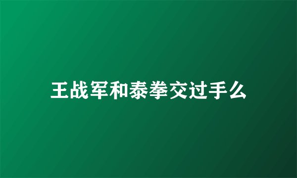 王战军和泰拳交过手么