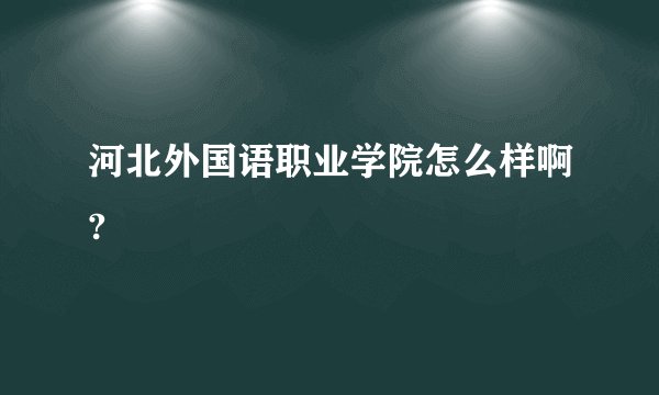 河北外国语职业学院怎么样啊?