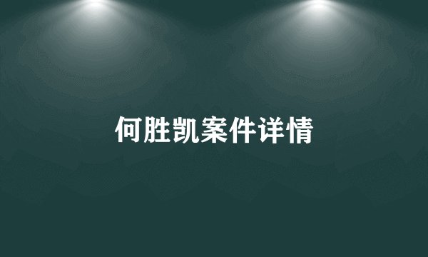 何胜凯案件详情