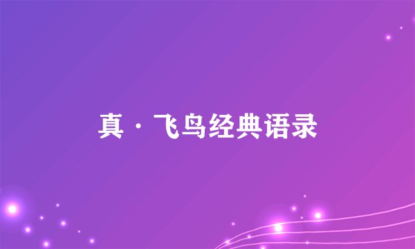 真·飞鸟经典语录