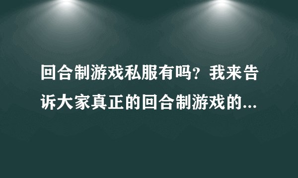回合制游戏私服有吗？我来告诉大家真正的回合制游戏的私服出现了...