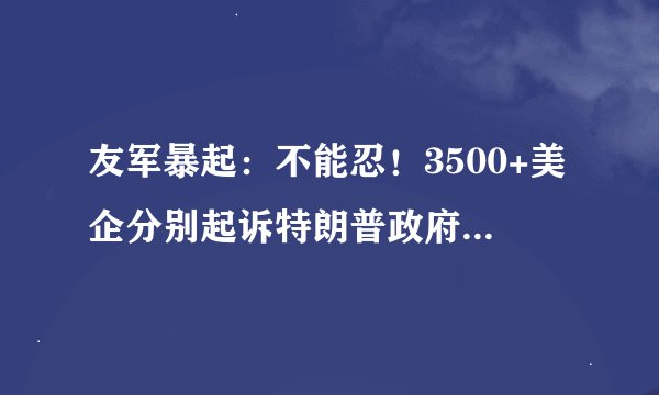 友军暴起：不能忍！3500+美企分别起诉特朗普政府关税政策