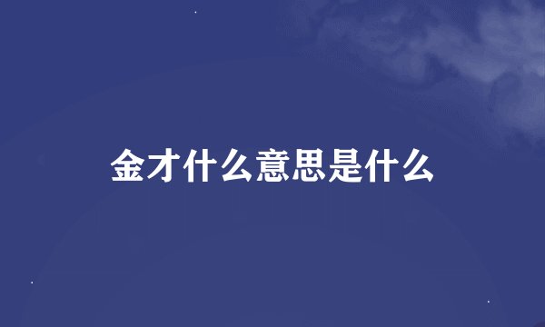 金才什么意思是什么