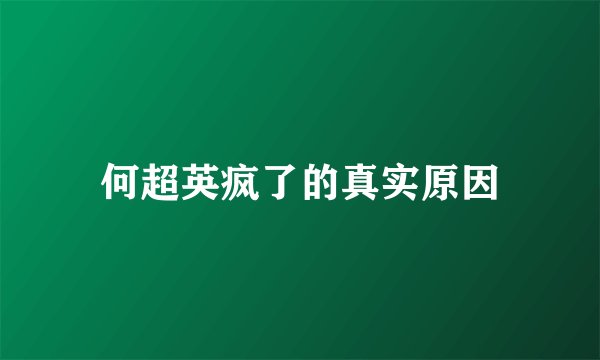 何超英疯了的真实原因