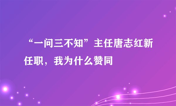 “一问三不知”主任唐志红新任职，我为什么赞同