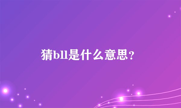 猜bll是什么意思？