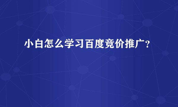 小白怎么学习百度竞价推广？