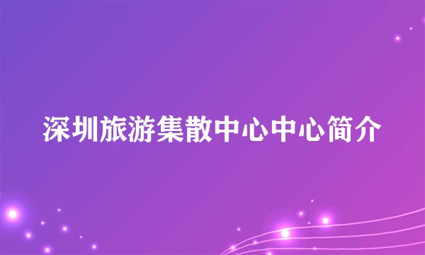 深圳旅游集散中心中心简介