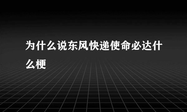 为什么说东风快递使命必达什么梗