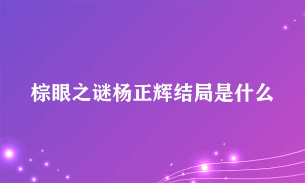 棕眼之谜杨正辉结局是什么