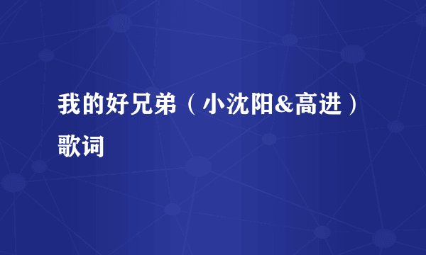 我的好兄弟（小沈阳&高进）歌词
