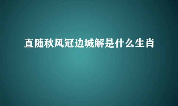 直随秋风冠边城解是什么生肖